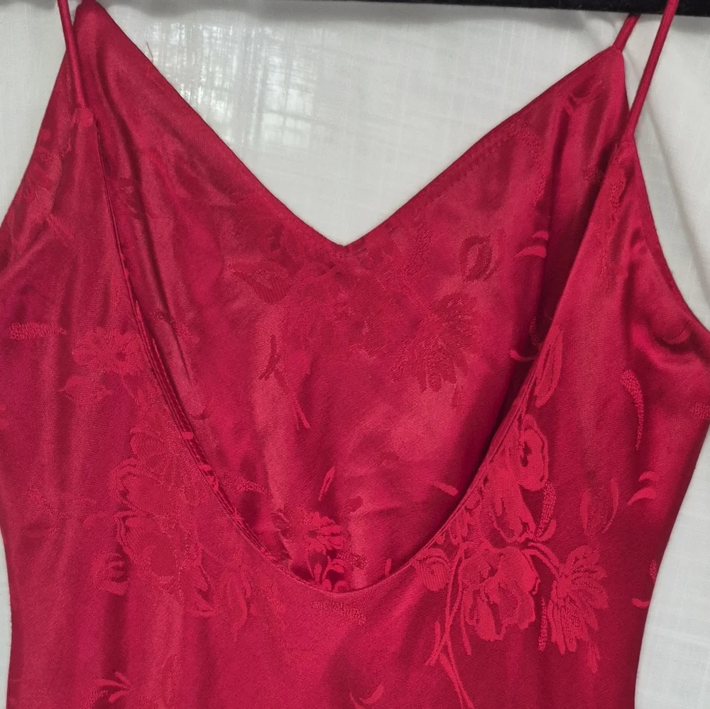 Vintage Jeremy Scott 90's Red Floral Maxi Slip Dress Braemar Petites - Picture 7 of 12